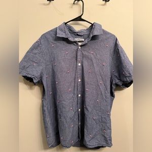 Express denim shirt w/flamingos